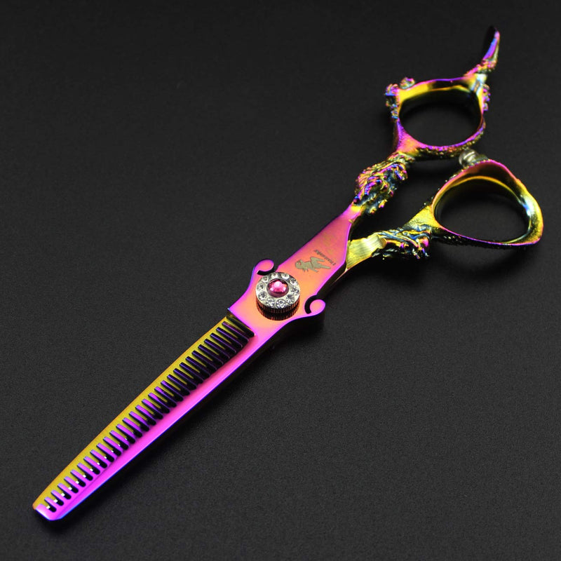 [Australia] - 6.0" Professional Japan 440C Hair Cutting Shears - Salon Hair Blending/Thinning/Texturizing Scissor for Barber or Home Use Rainbow 