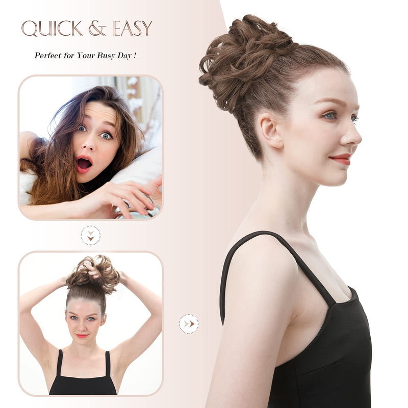 [Australia] - FESHFEN Messy Bun Hair Piece Hair Scrunchies Plus Size Thick Curly Wavy Hair Piece Synthetic Donut Updo Hairpieces for Women Girls, Jet Black 1# Jet Black 
