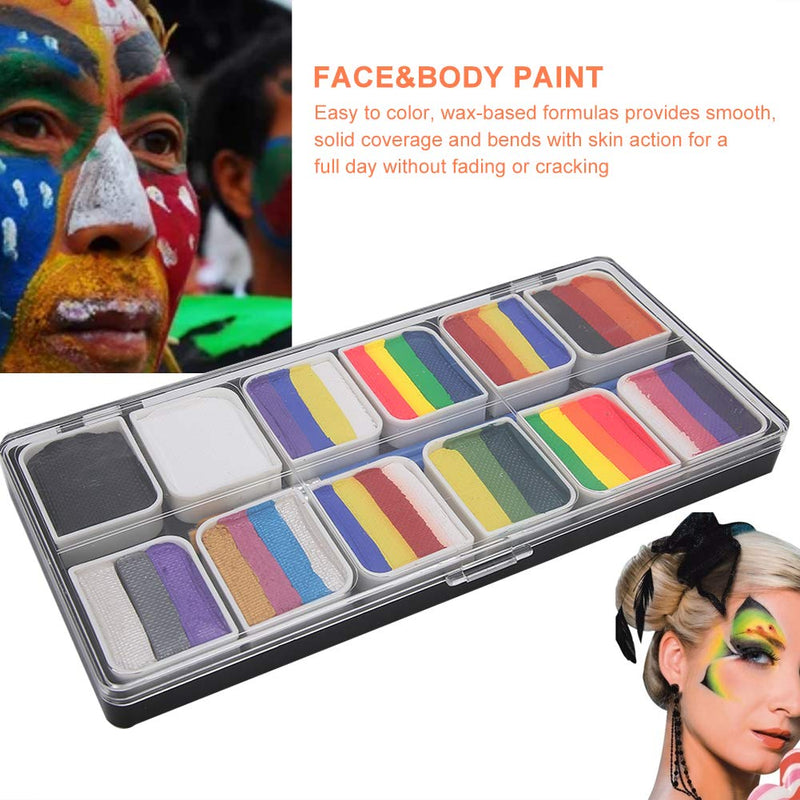 [Australia] - Face Paint Kit,12 Colors Face and Body Paints with 1 Brush,Safe Facial Body Paints Washable Party Makeup Set Water-Based Professional Body and Face Paints for Cosplay Kids Oil Painting Art Beauty 