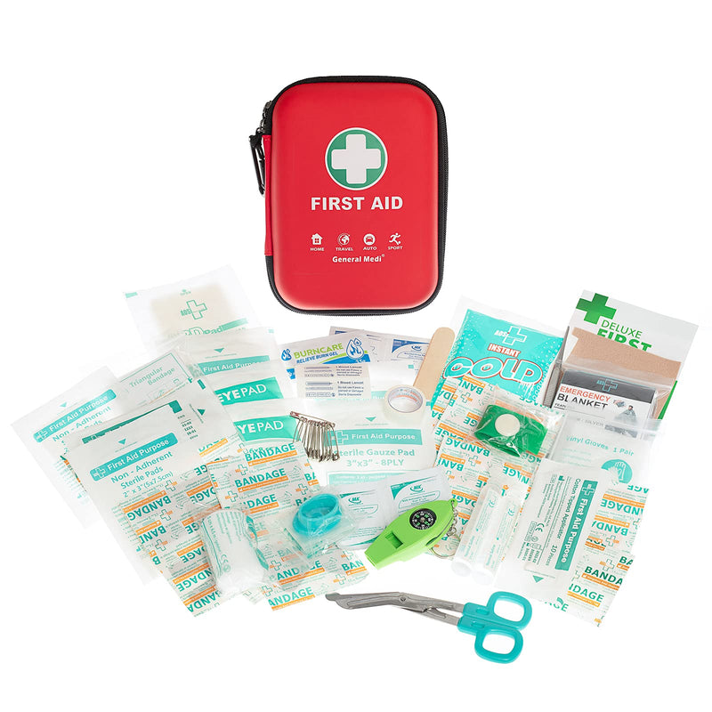 [Australia] - First Aid Kit - 170 Pieces Hard Case and Lightweight - Includes 2 x Eyewash,Instant Cold Pack,Emergency Blanket for Travel, Home, Office, Vehicle Red 
