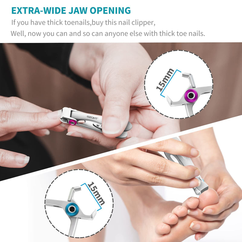 [Australia] - SZQHT Extra Wide Jaw Opening Nail Clippers for Thick Nails Cutter for Ingrown Toenail Clippers & Fingernails Manicure Set,Pedicure Kit,Men & Women(Silver) Silver 