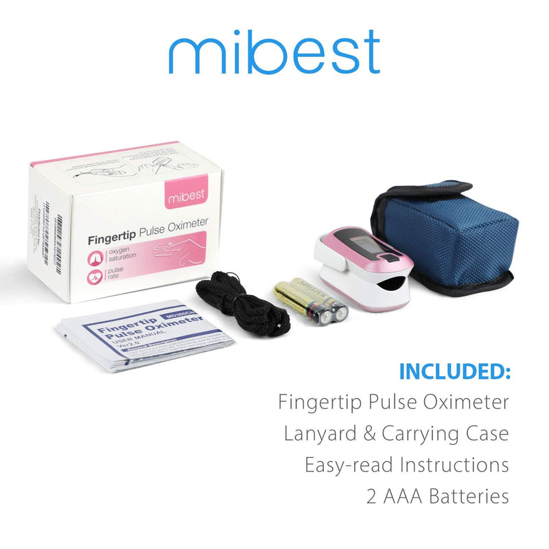 [Australia] - mibest OLED Finger Pulse Oximeter, O2 Meter, Dual Color White/Pink 
