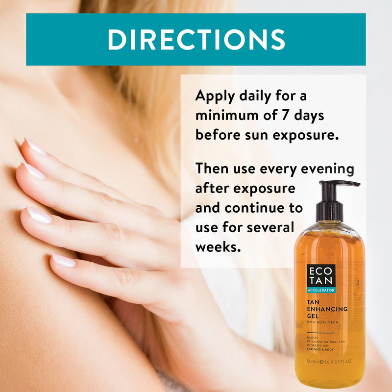[Australia] - EcoTan Face and Body Tanning Accelerator Gel, Stimulating Natural Tan with Aloe Vera for Outdoor and Tanning Bed use, 500ml 