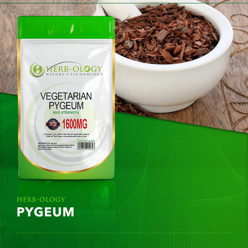 [Australia] - Herb-ology Pygeum Capsules | 60 High Strength Pygeum Africanum Supplements - 1600mg | Supplements for Men | Suitable for Vegetarians & Manufactured in The UK 60 Count (Pack of 1) 
