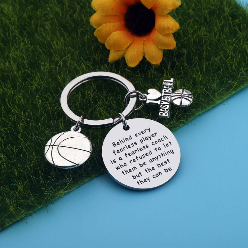[Australia] - AKTAP Basketball Lover Gift Basketball Player Keychain Behind Every Fearless Player is A Fearless Coach Thank You Gift Basketball Gift for Coaches Team 