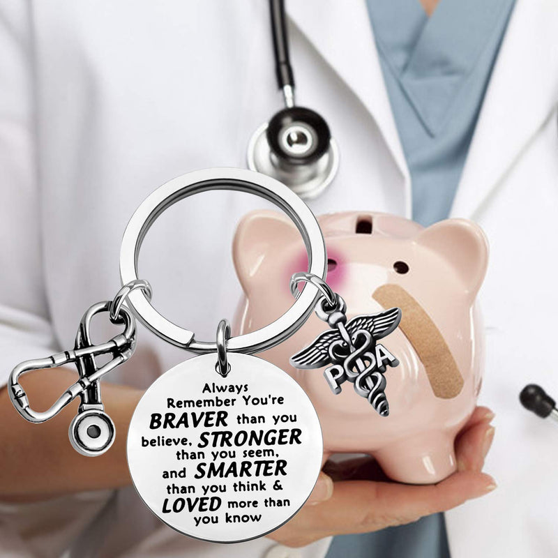 [Australia] - Physicians Assistant Gifts PA Keychain Physician Assistant Graduation Gift PA Student Inspiration Gifts You are Braver Stronger Smarter Than You Think keychain PA 