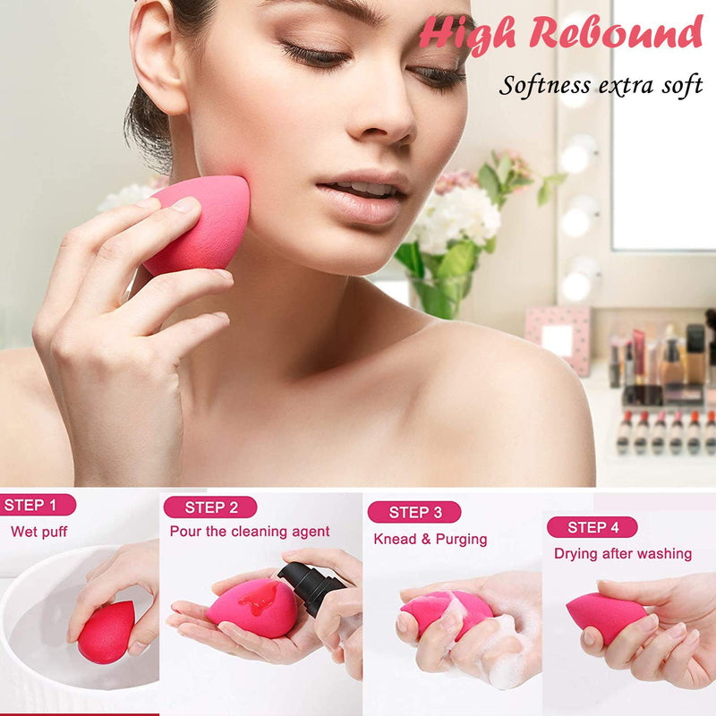 [Australia] - Lunasea Makeup Sponge Beauty Blender Foundation Blending Sponges, Flawless for Liquid, Cream, and Powder,Set of 6 + 1Pcs Blender Holder 