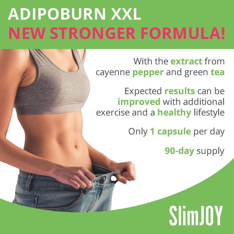 [Australia] - SlimJOY AdipoBurn XXL - Extract of Green Tea Leaves, Cayenne pepper and Caffeine - with Free E-Book Guide - 3 x 30 Capsules by Sensilab 