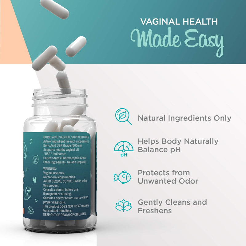 [Australia] - VeeFresh - VeeCleanse Boric Acid Vaginal Suppositories + Suppository Applicator - Vaginal pH Balance Suppositories - Vaginal Odor Control - Feel Fresh, Feminine and Confident Veecleanse + 1 aplicator 