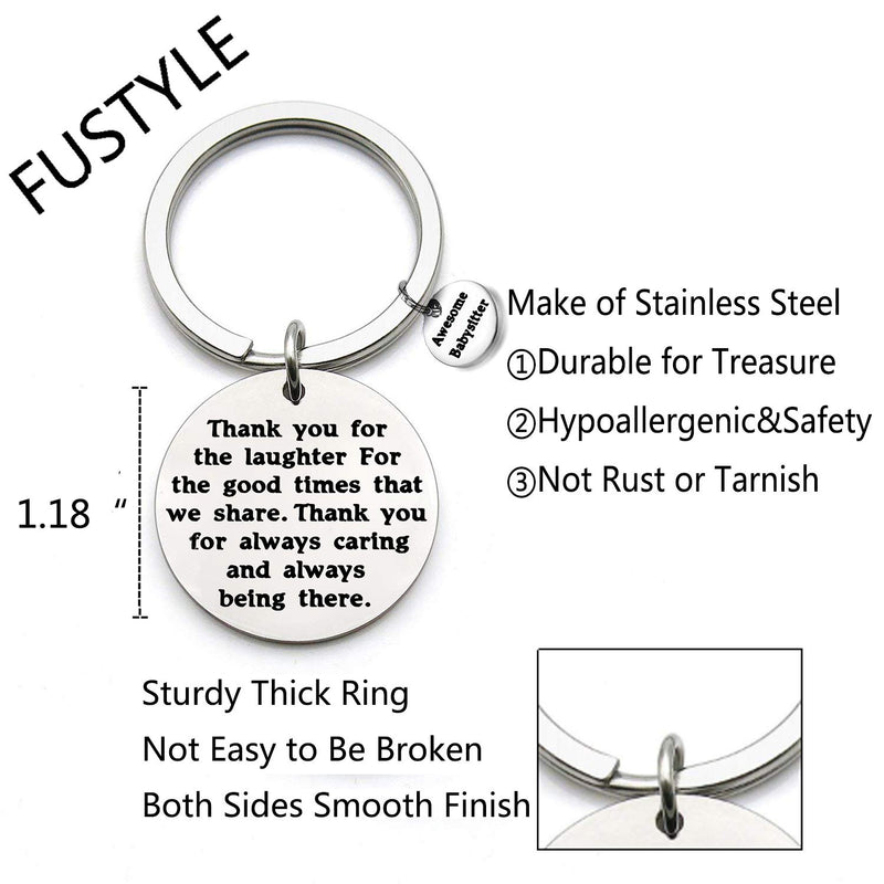 [Australia] - FUSTMW Babysitter Gift Thank You for Always Caring and Always Being There Keychain Appreciation Gift Nanny Thank You Gift silver 