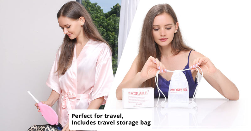 [Australia] - RVDKBULB Reusable Silicone Travel Douche Bag - Vaginal Douche for Women, Pocket Size, 23.7 Fl Oz Capacity, Pink 