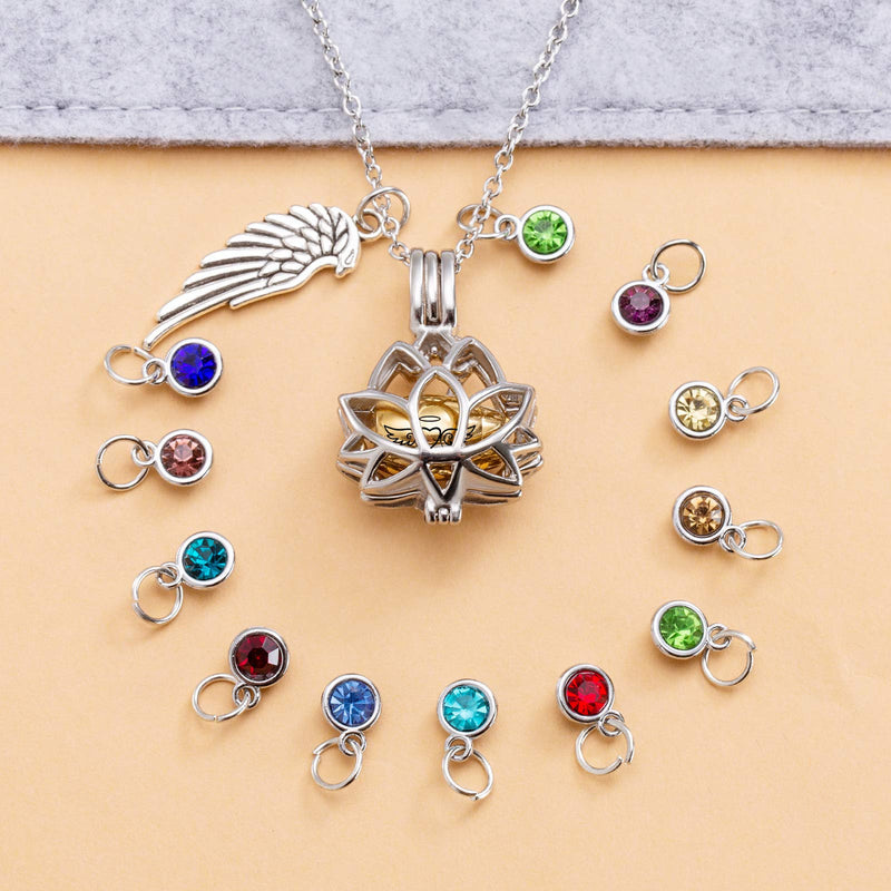 [Australia] - PREKIAR Lotus Flower Urn Necklace for Ashes Cremation Jewelry Pendant Keepsake with Angel Wing and 12 Birthstones Lotus Flower1- Silver & Gold 