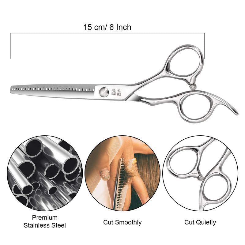 [Australia] - Thinning Shears, Fcysy 6” Professional Sharp Hair Thinning Scissors, Barber Texturizing Shears, Salon Haircut Blending Shears for Cutting Hair，Layering Scissors for Man Woman Kids Silver 