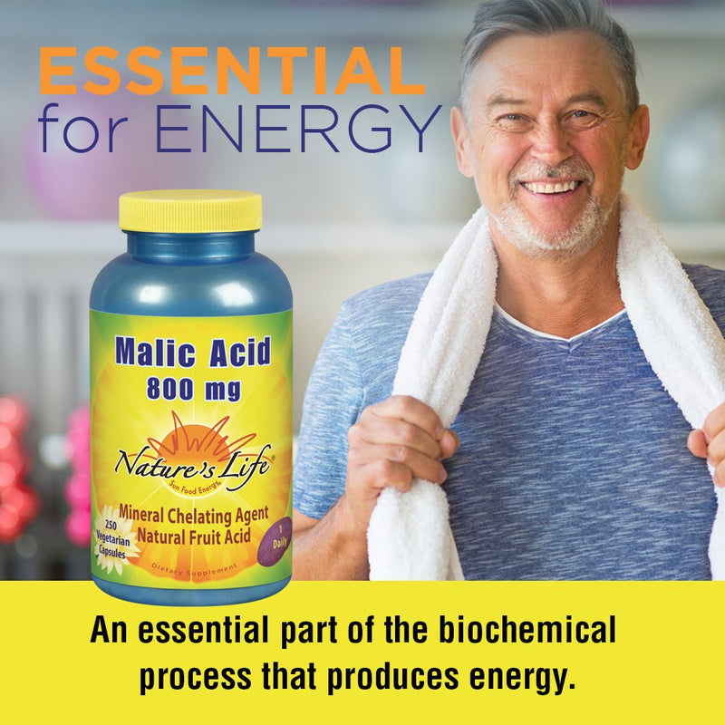 [Australia] - Nature's Life Malic Acid 800 mg | Chelating Agent May Help Support Energy & Muscle Comfort | No Gluten, Non-GMO | 250 Count 250 Count (Pack of 1) 
