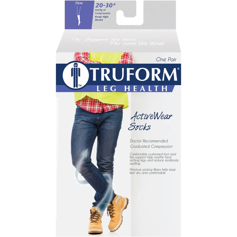 [Australia] - Truform Compression Socks, 15-20 mmHg, Men's Dress Socks, Knee High Over Calf Length Large (1 Pair) Black 