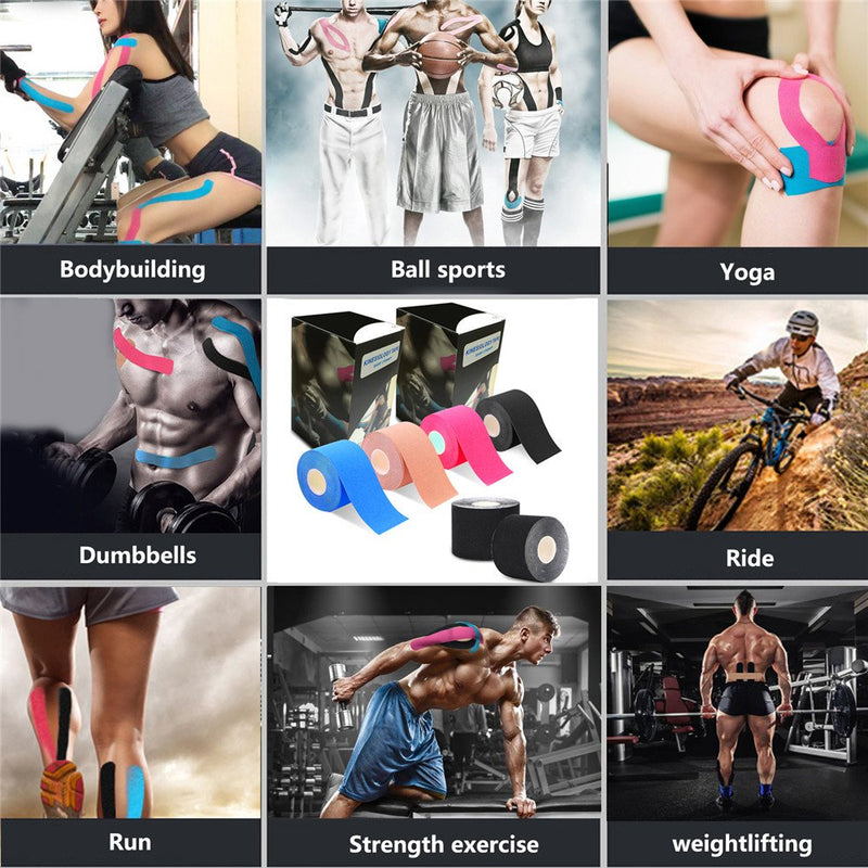 [Australia] - Kinesiology Tape 2 Rolls Combo Pack for Athletic Sports, Recovery and Physiotherapy Free, Waterproof, Uncut, 2-Inch x 16.4-Feet Black Pink 