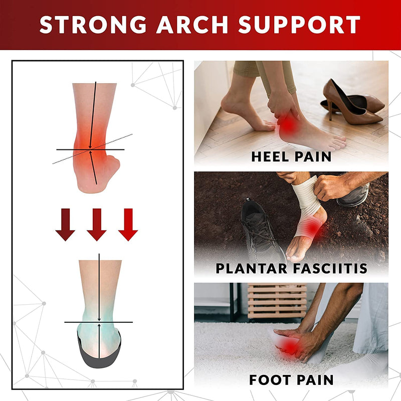 [Australia] - Plantar Fasciitis Arch Support Insoles for Men and Women Shoe Inserts - Orthotic Inserts - Flat Feet Foot - Running Athletic Gel Shoe Insoles - Orthotic Insoles for Arch Pain High Arch - Boot Insoles Black Men 11-12.5/Women 12-13.5 