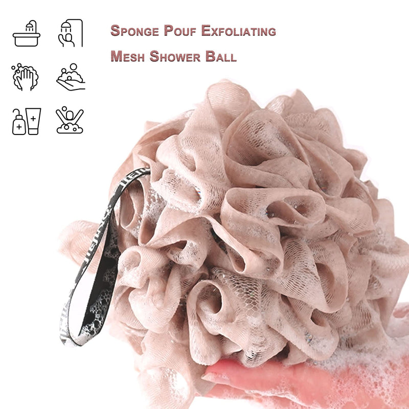 [Australia] - Bath Sponge Shower Puff Soft Loofah Sponge Pouf Exfoliating Mesh Shower Ball for Adults Men Women 2 Count (Pack of 1) 
