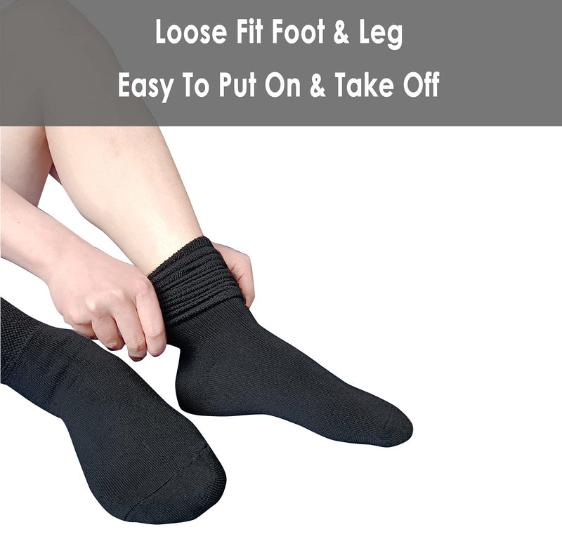 [Australia] - VEIGIKE Extra Wide Lymphedema Bariatric Socks Knee High Replacemen Sock Liner for Air Cam Walkers Brace Orthopedics Cast Boot Men Women, Black-2pairs, One Size 