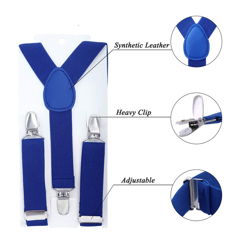 [Australia] - Kids Suspender Bowtie Necktie Sets - Adjustable Elastic Classic Accessory Sets for 6 Months to 13 Year Old Boys & Girls Royal Blue 26 Inches (Fit 6 Months to 6Years) 