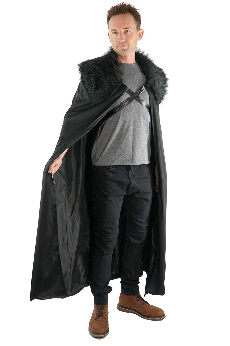 [Australia] - Encore Costumes Northern Winter Lord Cosplay Cloak Height 5'8'' and up Black Cloak, Black Fur 