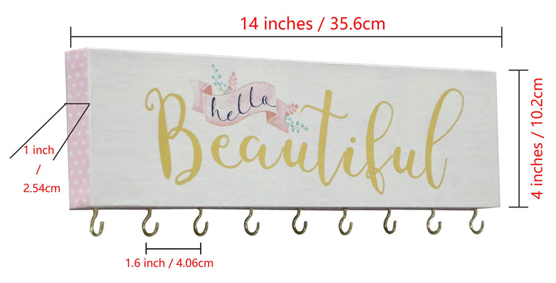 [Australia] - SANY DAYO HOME Jewelry Organizer Wall Mounted Modern Wooden Holder with 9 Metal Hooks for Necklaces, Rings, Earrings, Bracelets and Watches, Design for Women and Girls - Beautiful 