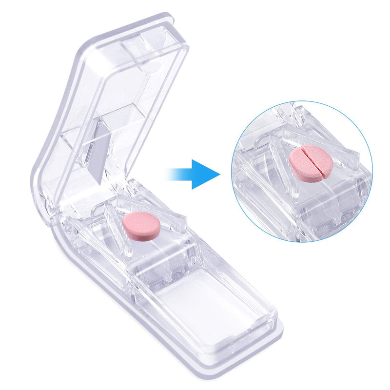 [Australia] - Pill Cutter, Opret Pill Splitter with Blade for Small Pills Large Pills Cut in Half Quarter for Tablet Vitamin Medicine (Transparent) 