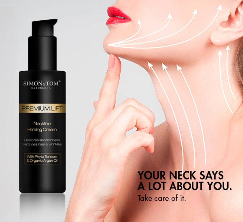 [Australia] - Simon&Tom Premium Lift Neck Firming Cream - 100ml - Double Chin Reducer Cream - Restores Skin Firmness - Anti-Aging Neck Cream - With Bio Argan Oil and Firming Phyto-Tensors - Made in Spain 