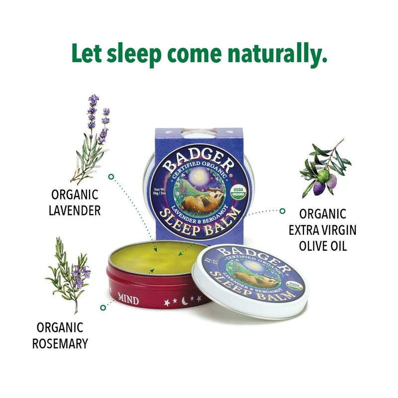 [Australia] - Badger - Sleep Balm, Lavender & Bergamot, Natural Sleep Balm, Scented Relaxing Balm for Children and Adults, Calming Night Balm, Organic Sleep Balm, 2 oz Sleep Balm - 2 oz 