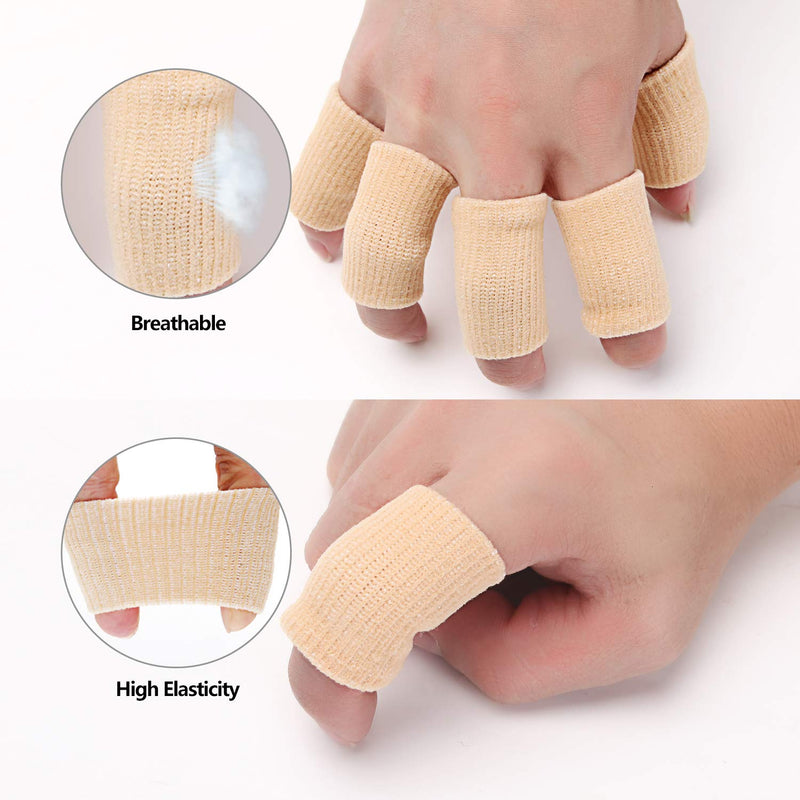 [Australia] - Senkary 20 Pieces Finger Sleeves Protectors Thumb Brace Support Elastic Compression Protector for Relieving Pain, Arthritis,Trigger Finger, Sports (Beige) Beige 