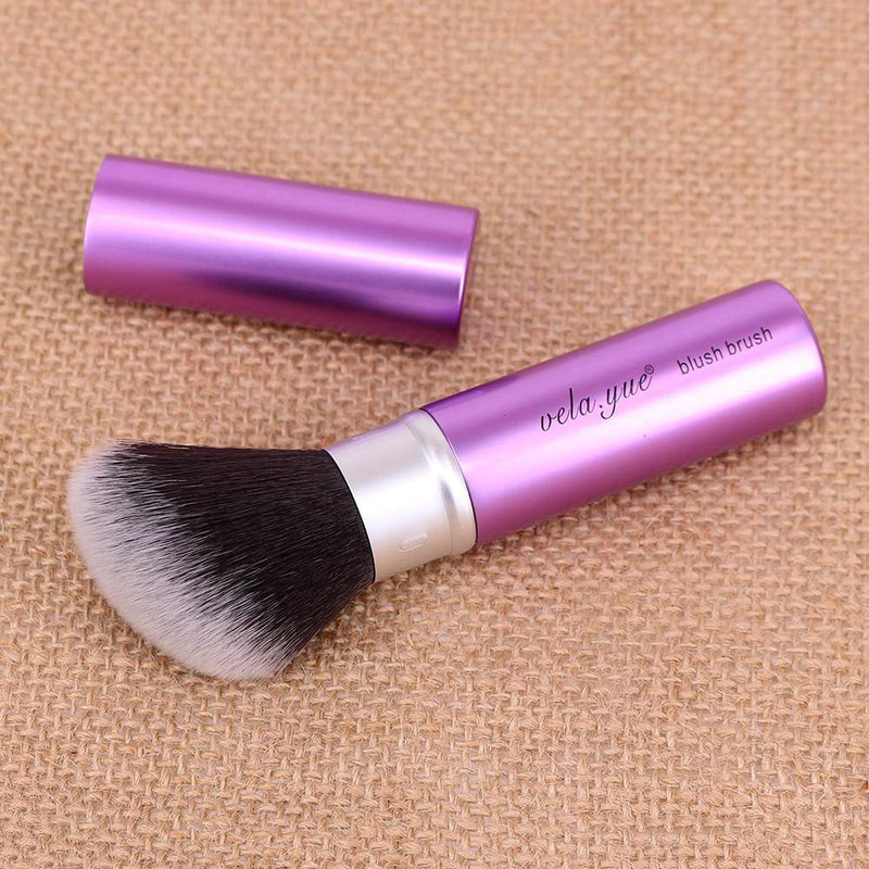 [Australia] - Vela.Yue Retractable Blush Brush Angled Face Powder Bronzer Travel Kabuki Makeup Brushes 