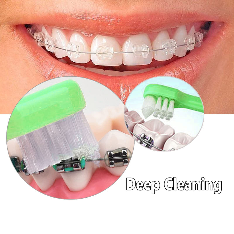 [Australia] - HRASY Orthodontic Toothbrush Small Head End Tuft Toothbrush Tiny Compact Interspace Brush for Braces and Teeth Detail Cleaning, 4 Pieces (C) C 
