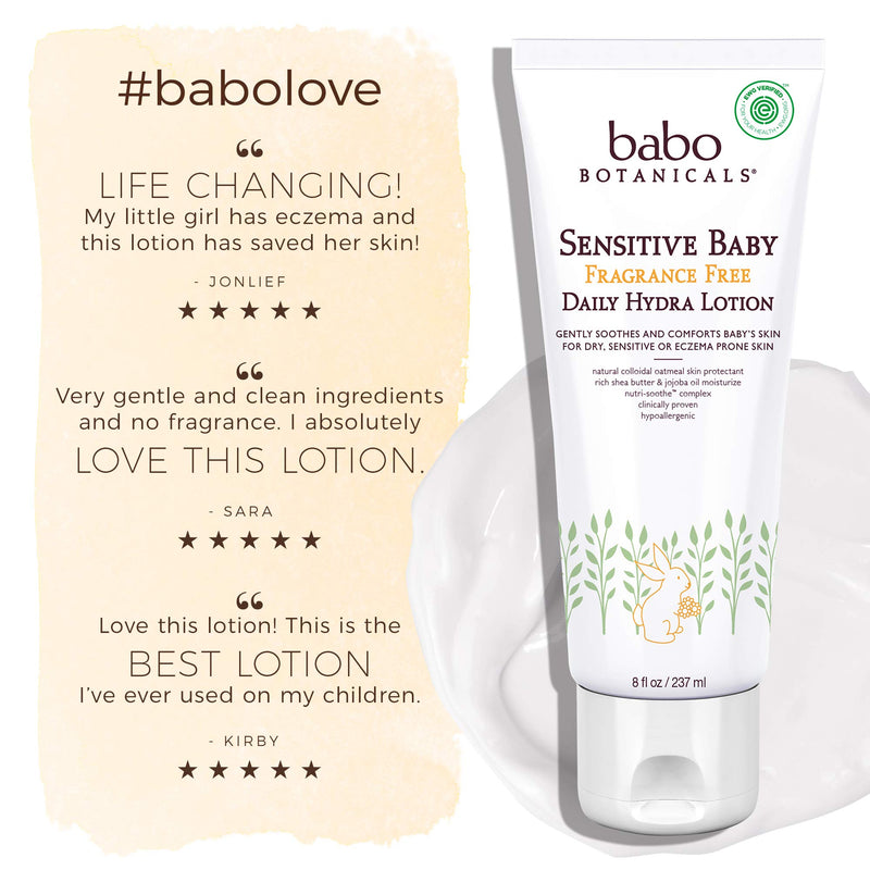 [Australia] - Babo Botanicals Sensitive Baby Daily Hydra Lotion with Shea Butter, Chamomile and Calendula, Fragrance-Free - 2 Pack 8 oz. 2 Pack 8 Ounce 