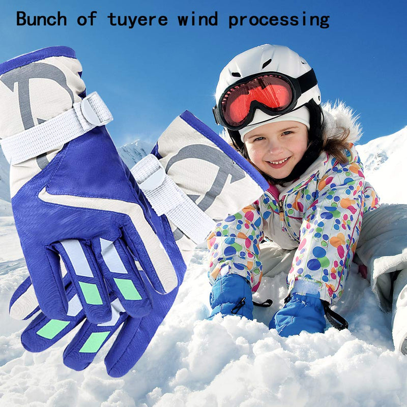 [Australia] - YR.Lover Children Ski Gloves Winter Warm Outdoor Riding Thickening Gloves(2-4Y) 6-8 Years Blue 