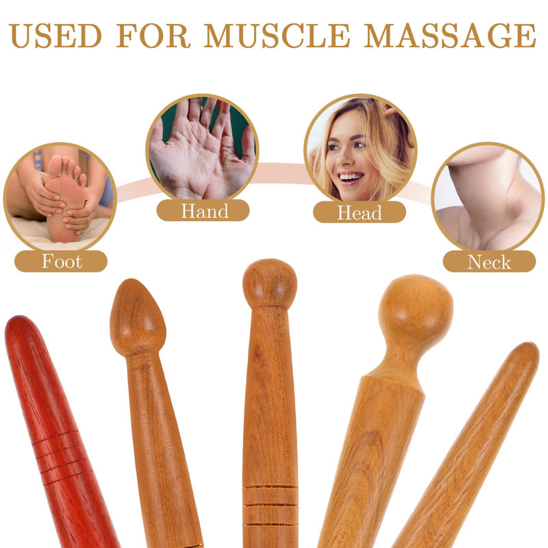 [Australia] - Wooden Acupressure Pen Reflexology Stick 3Pcs Manual Acupressure Pen Wooden Thai Massage Stick Trigger Point Massager Tool Deep Tissue Massage Rod for Men Women Body Feet Muscle 