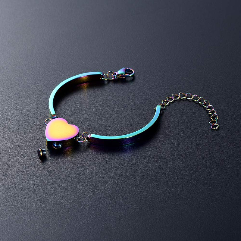 [Australia] - Alway in My Heart Cremation Bracelet for Ashes Cremation Jewelry Heart Shape Bracelet Colorful 