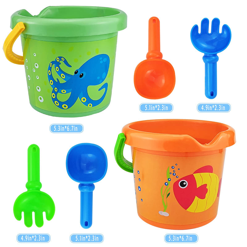 [Australia] - Hymaz Beach Toys, Large Beach Sand Buckets & Spade Set Toys for Toddlers Childrens Gifts Suitable for Summer Beach Garden Pool Outdoor Games & Party Favors 2 Pack Beach Buckets & Spades 