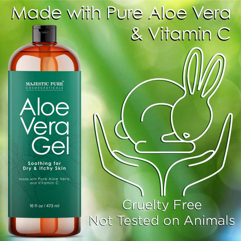 [Australia] - Majestic Pure Majestic Pure Aloe Vera Gel - From Pure and Natural Cold Pressed Aloe Vera, (Packaging May Vary) - 16 fl oz 