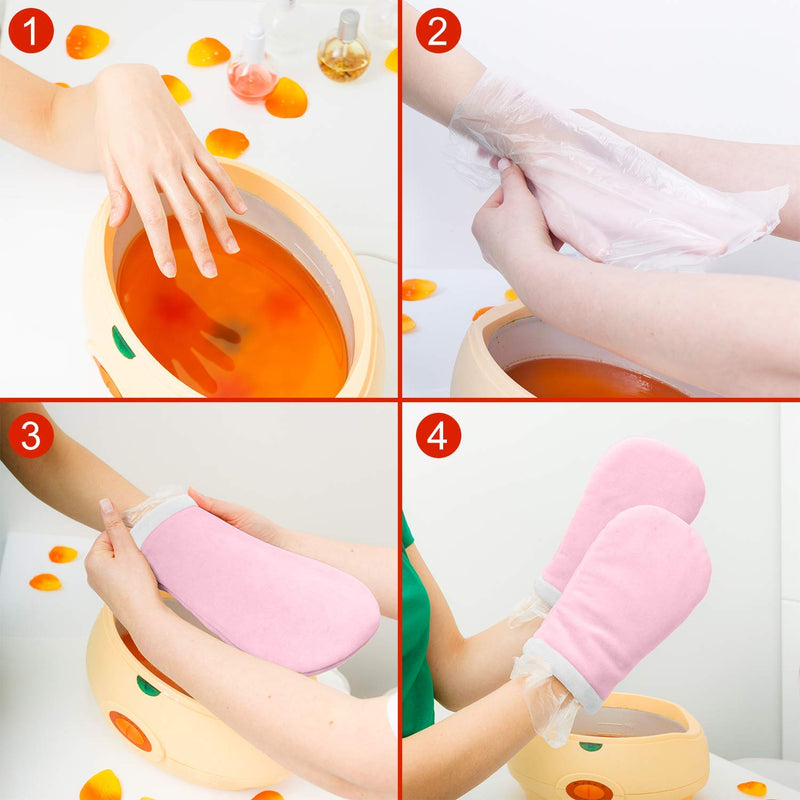 [Australia] - Paraffin Wax for Hands & Feet Paraffin Wax Warmer Quick-Heating Paraffin Wax Machine Moisturizing Kit with Paraffin Wax Refill Thermal Mitts Gloves Silicone Brush Paraffin Bath Spa 