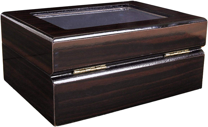 [Australia] - RECHIATO Sports Ring Display Case Sports Ring Storage Box Wooden Black Velvet Lining Flat 6 Slots, Flat 