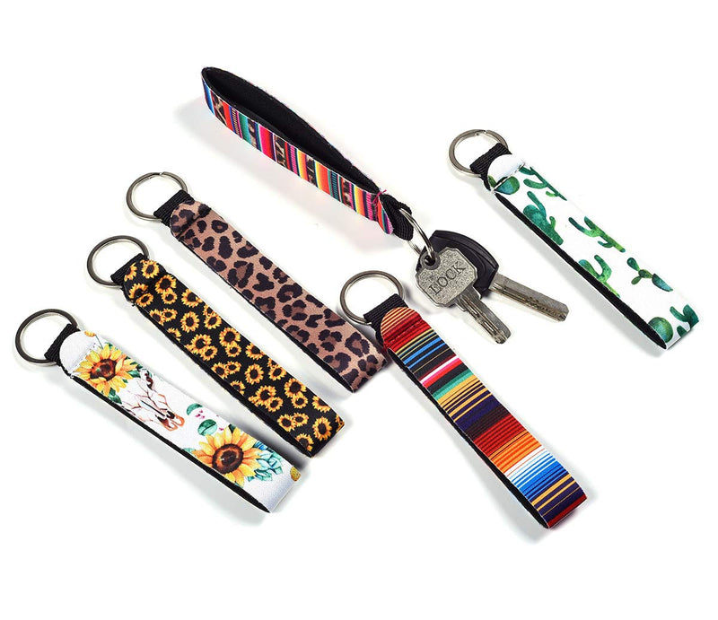 [Australia] - koboome 8 Pack Neoprene Wristlet Keychain Lanyard, Neoprene Key Chain Holder 