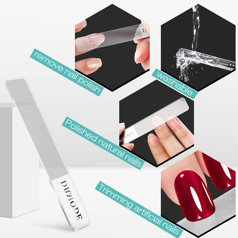 [Australia] - Glass Nail Shiner - 2PC Upgrade Glass Nail File for Natural Nails Nano Nail Buffers Crystal Shine Polisher, DR. MODE Professional Manicure Tools Kit for Acrylic Nail Care 2 Count (Pack of 1) 