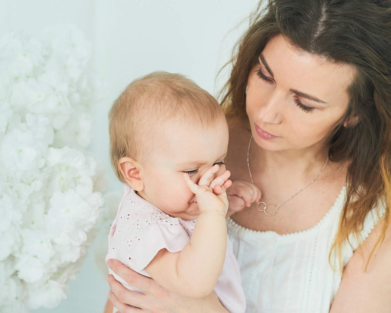 [Australia] - EFYTAL Godmother Gifts From Godchild Sterling Silver Interlocking Circle Necklace Proposal Gift For Girl Baptism 