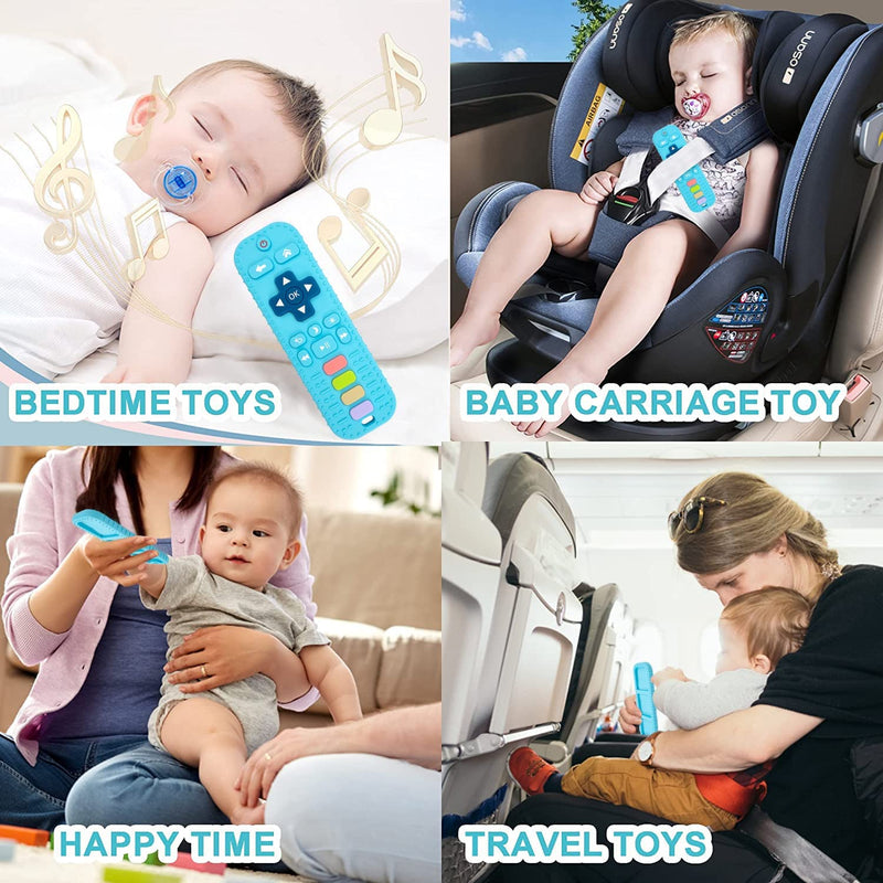 [Australia] - Baby Teething Toys, 2Pack Teething Toys for Babies 6-12 Months 0-6 Months, Baby Toys 6 to 12 Months, Remote Control Teething Toys, Newborn Baby Teether, Infant Toys for Baby Boy Girl Toys (Gray+Blue) Gray + Blue 