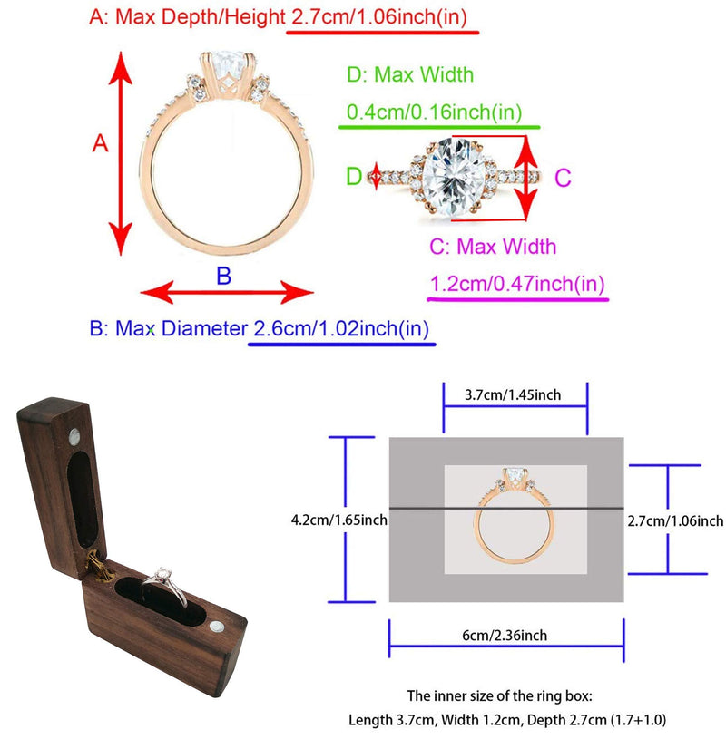 [Australia] - Fashciaga Walnut Wood Slim Wedding Proposal Engagement Ring Box (Walnut) Rectangle-Walnut 