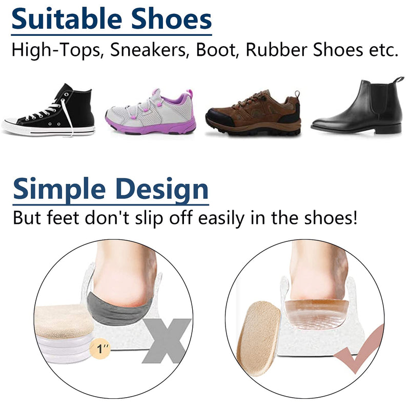 [Australia] - Heel Lifts, 1/2 Inch Shoe Lift, Gel Heel Raisers for Leg Length Discrepancies, Large Height Increase Insole for Men or Women, Shoe Inserts Comfort Half Foot Pads for Heel Pain - 1 Pair Large Size 