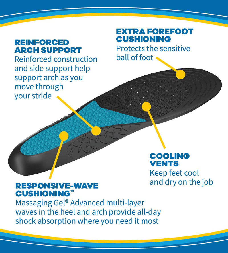 [Australia] - Dr. Scholl's Work Massaging Gel Advanced Insoles for Men Shoe Inserts 1 Pair (Pack of 2) 