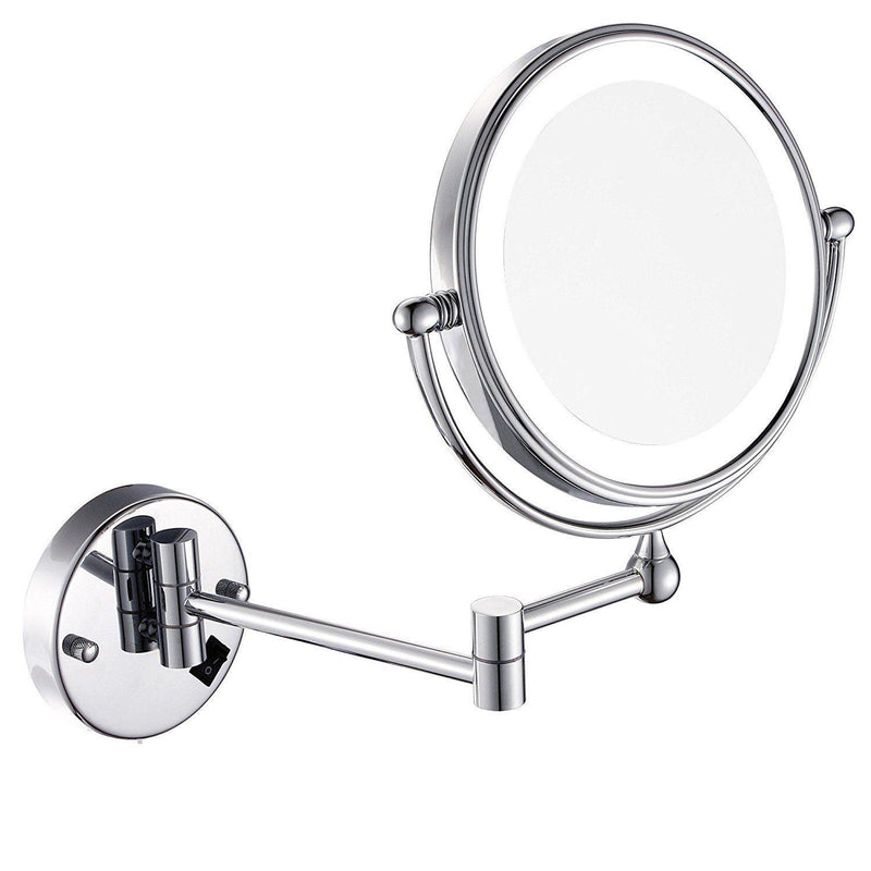 [Australia] - Wall Mount MakeUp Vanity Mirror with LED Light, Polished Chrome Finish and 8 Inch Double Sided Swivel Silver 7XMagnification Chrome Finish 7xmagnification 
