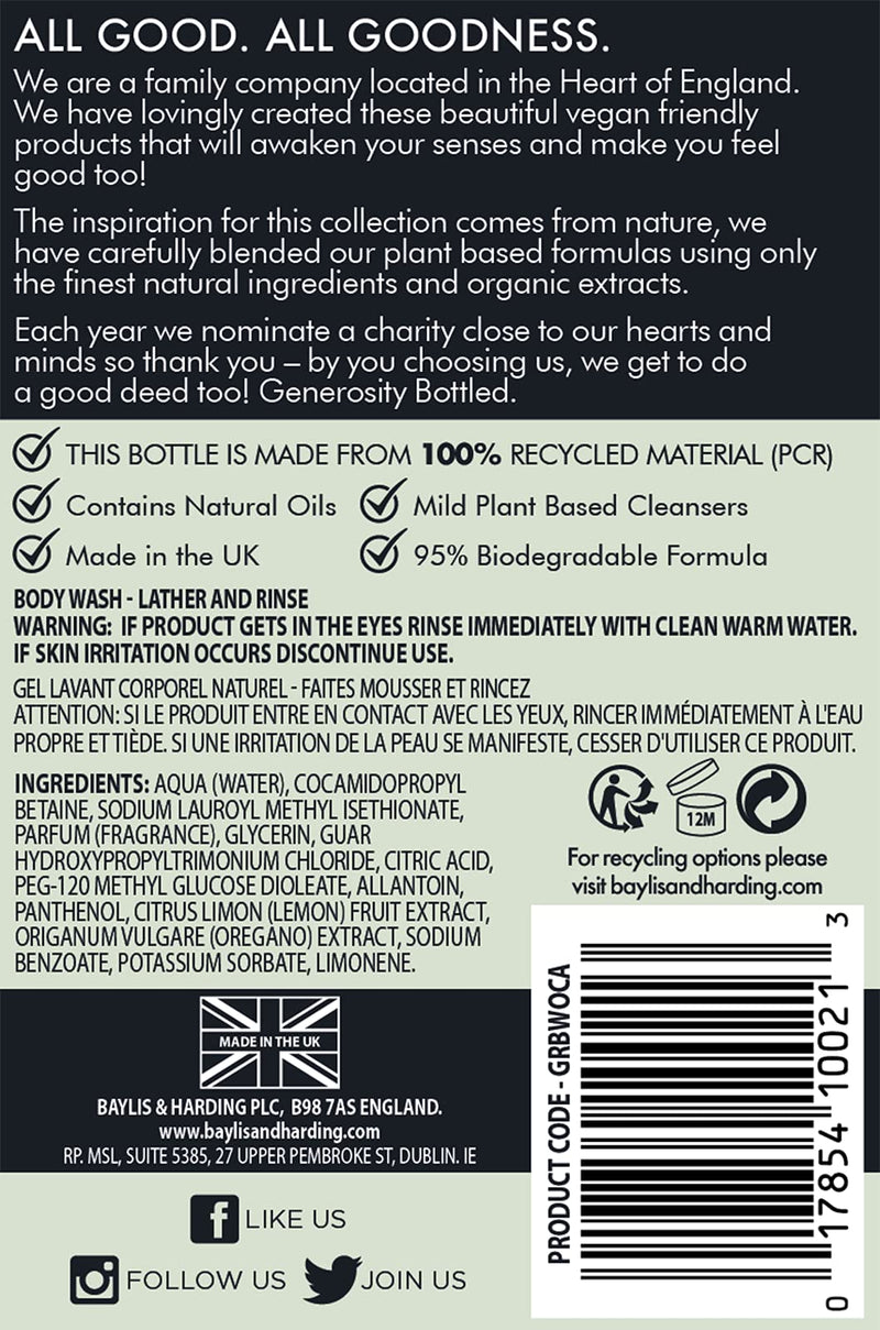 [Australia] - Baylis & Harding Goodness Body Wash Bundle: 3 x Lemongrass & Ginger 500ml and 3 x Oud, Cedar & Amber 500ml (6 bottles) - Vegan Friendly Body Wash Bundle 1 