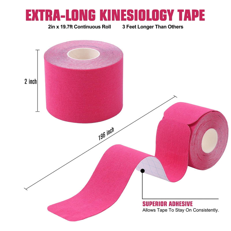 [Australia] - Kinesiology Tape Precut(1 Pack) Elastic Therapeutic Sports Tape Water Resistant Athletic Tape for Knees, Ankles, Shoulder, Elbow, Pain Relief and Injury Recovery 2 Inch x 16.4 feet Per Roll (Pink) (1 Pack) Pink 